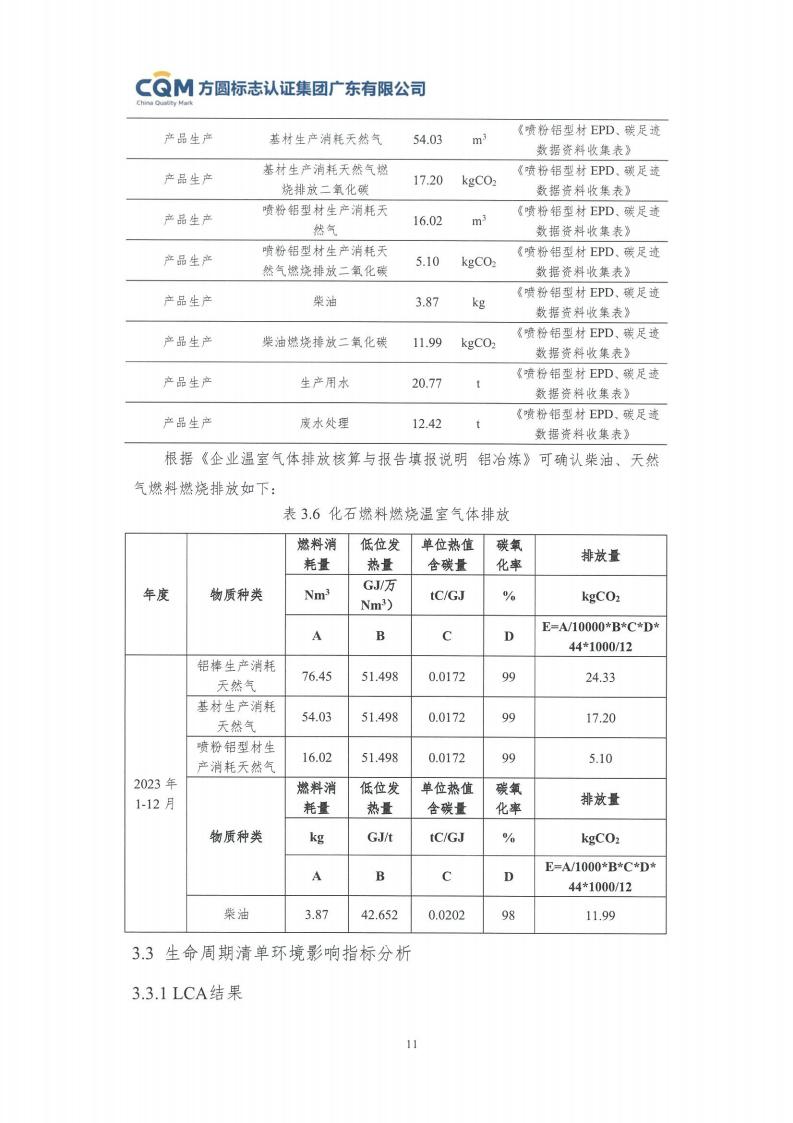 11鋁合金建筑型材（噴粉型）產品Ⅲ型環境聲明評價報告-方圓蓋章(圖17)