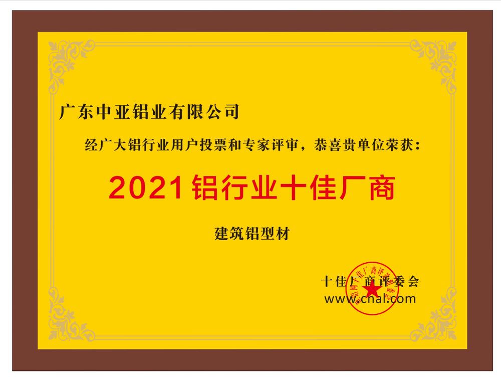 2021鋁行業十佳廠商